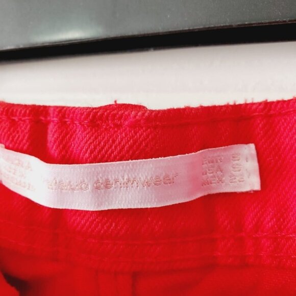 Zara Ferrari Red Y2K Bimbo Brat Girl Summer Distressed Denim Mini Skirt S - Picture 5 of 7